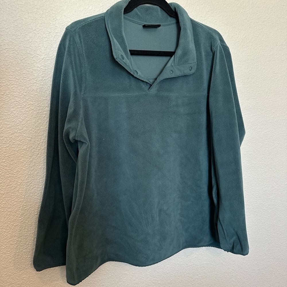 32 Degrees Green Long Sleeve Polo Sweatshirt